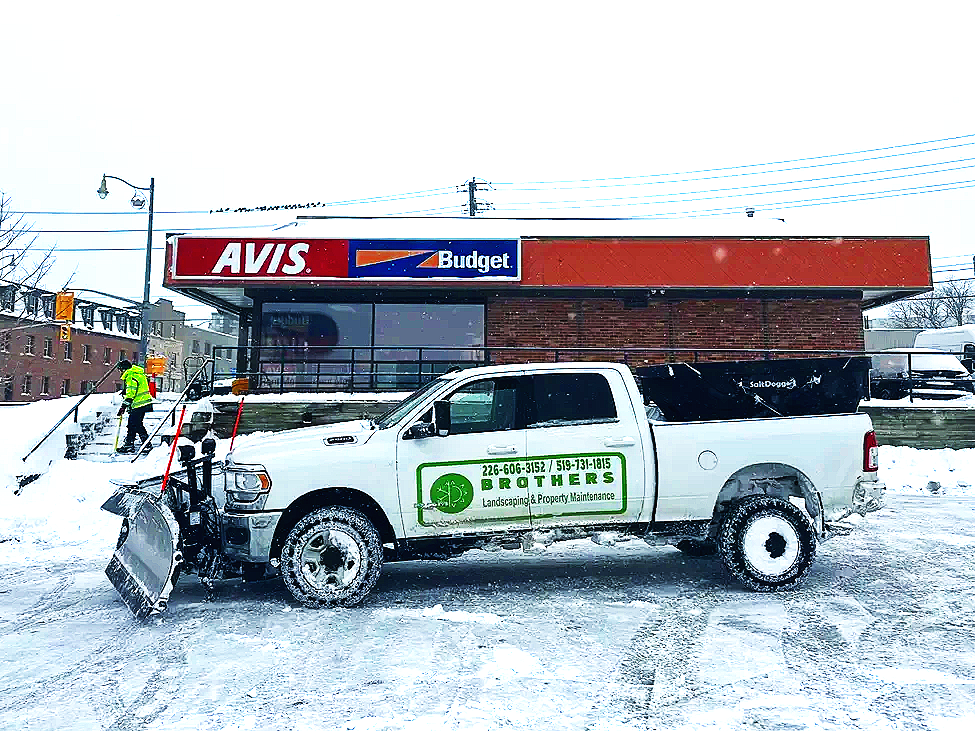 Commercial snow removal at Avis Budget in Guelph Ontario
