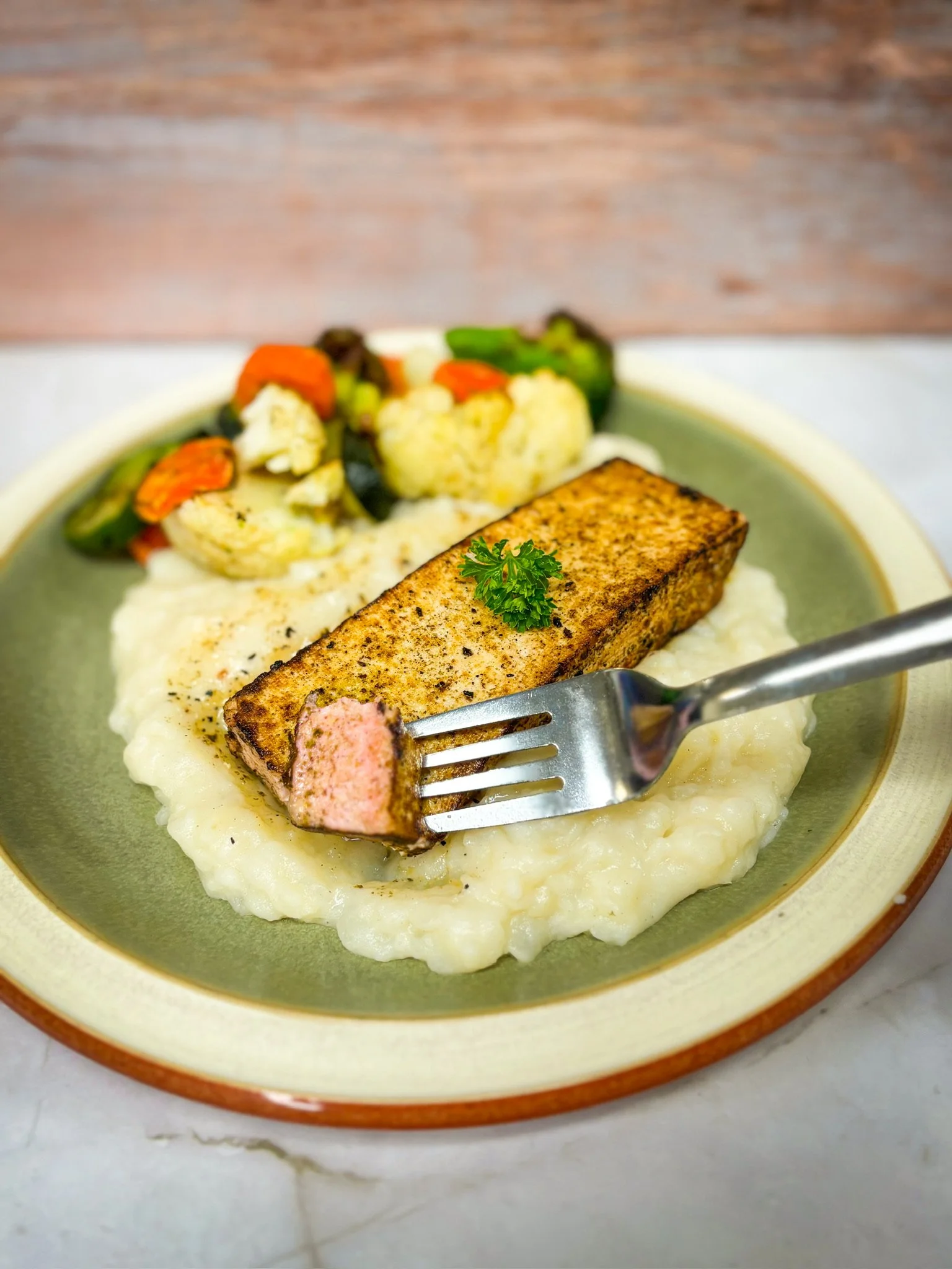 Tofu Salmon with Mashed Potatoes