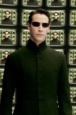 Neo's black coat and sunglasses