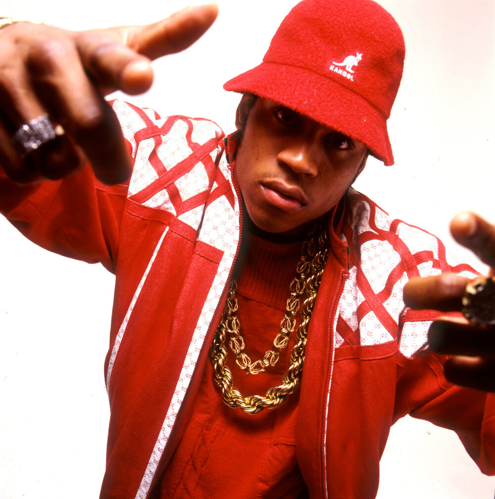 LL Cool J wearing a custom Dapper Dan jacket in 1987