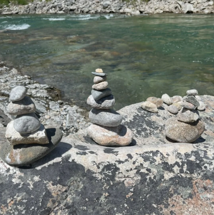 Meditation rock stack near the river