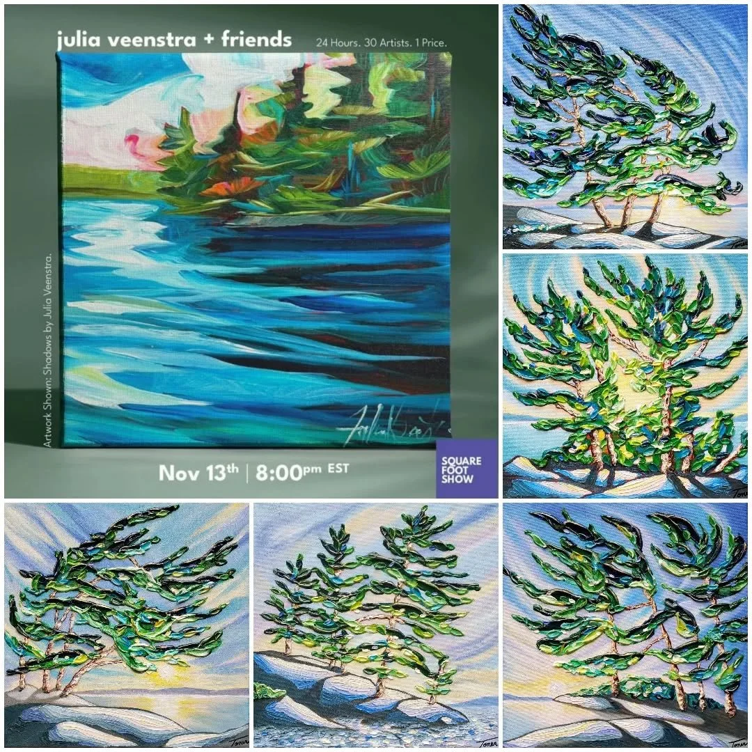 Tonight is the @squarefootshow at 8pm!🎉

Log on to: shop.squarefootshow.com
to snag your favourites! I will be wrapping each of my paintings special for the holidays!🎄 

There are so many beautiful pieces in the show by over 30 talented artists inc