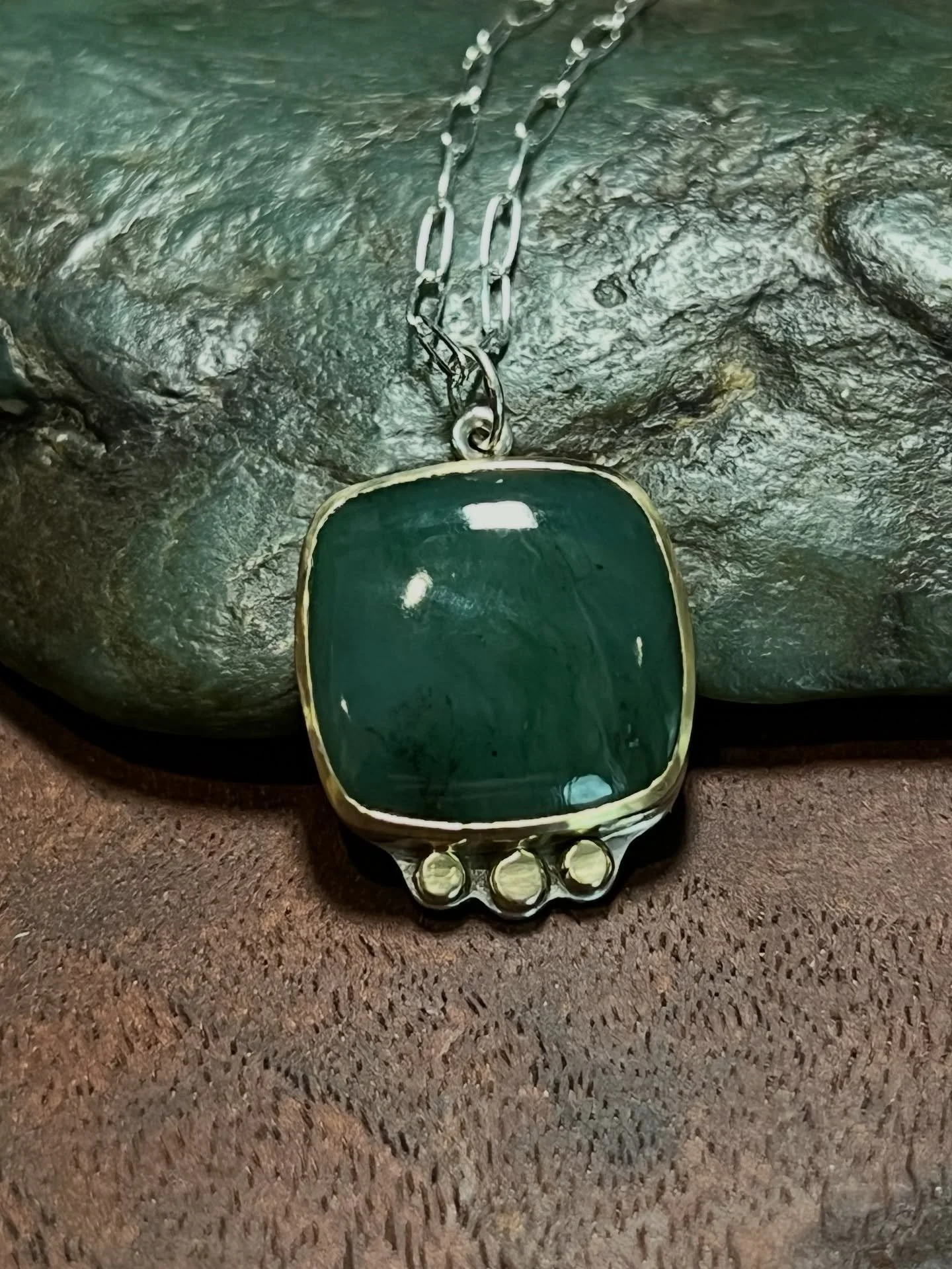 Now live on Etsy.
Gem-quality Big Sur jade.
18k gold bezel, 18k gold accents.