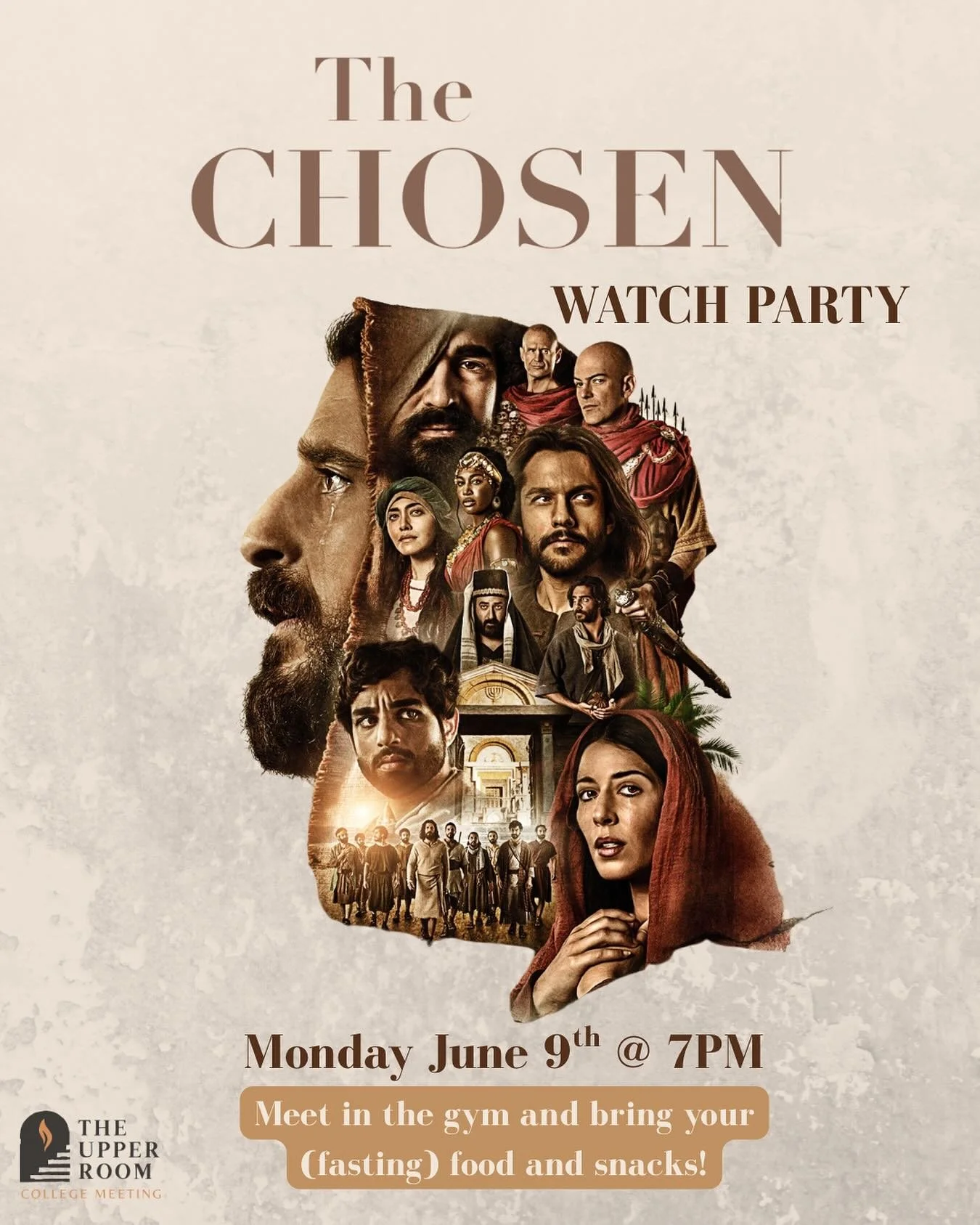 Start off the Apostles Fast with The Chosen! We will be watching some episodes together in the gym, so bring your food, snacks, blankets&hellip; whatever you need! 
See you then!