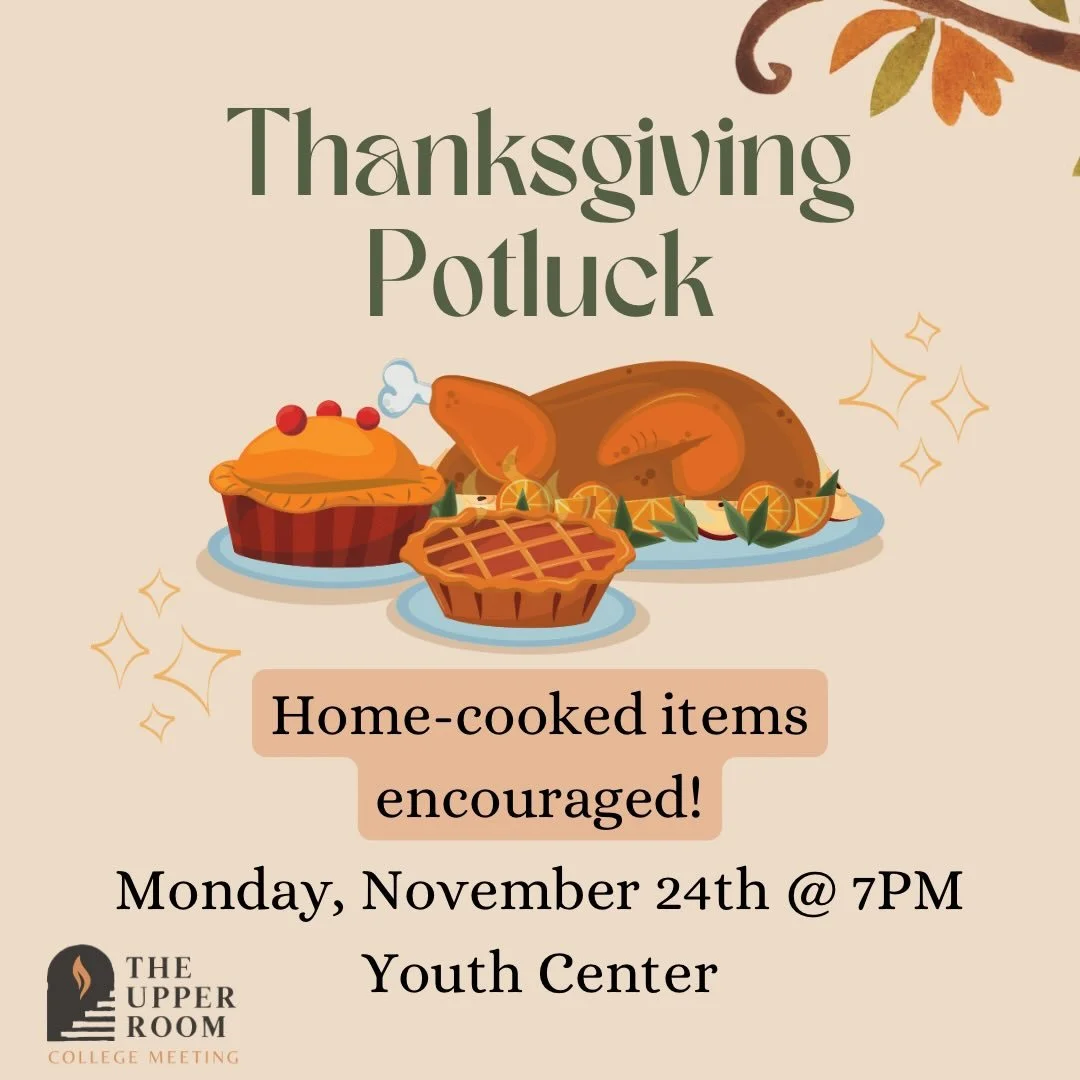 Tomorrow&rsquo;s the day.. our thanksgiving potluck! Don&rsquo;t forget to sign up to being something as the top three voted dishes get prizes! See you tomorrow at 7pm in the youth center 🦃