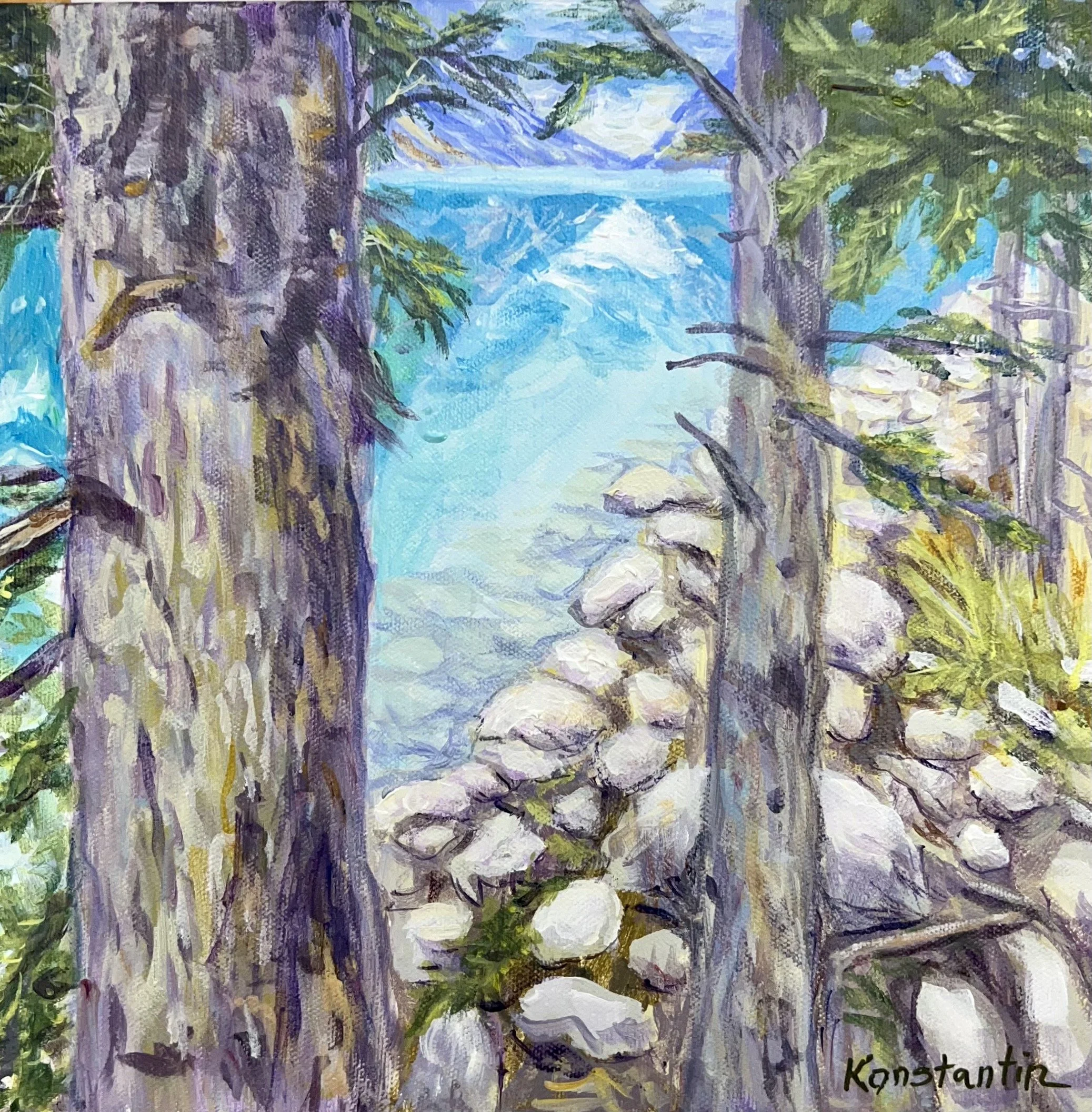 Lake Louise through the trees