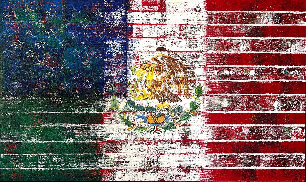 Mi País, Tu País; 30x50", $2600, Linocut Painting