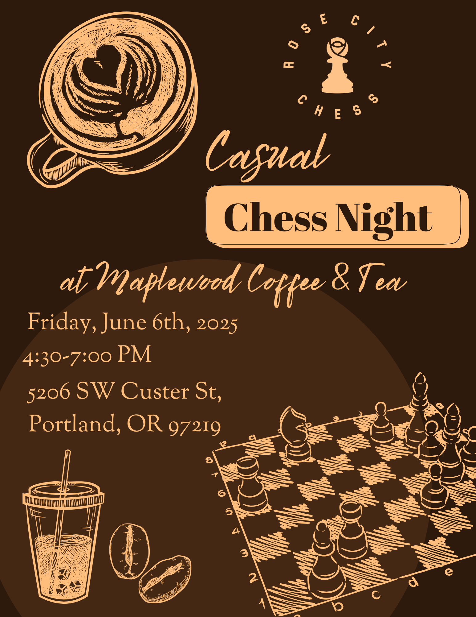 Casual Chess Night with Rose City Chess at Maplewood Coffee and Tea