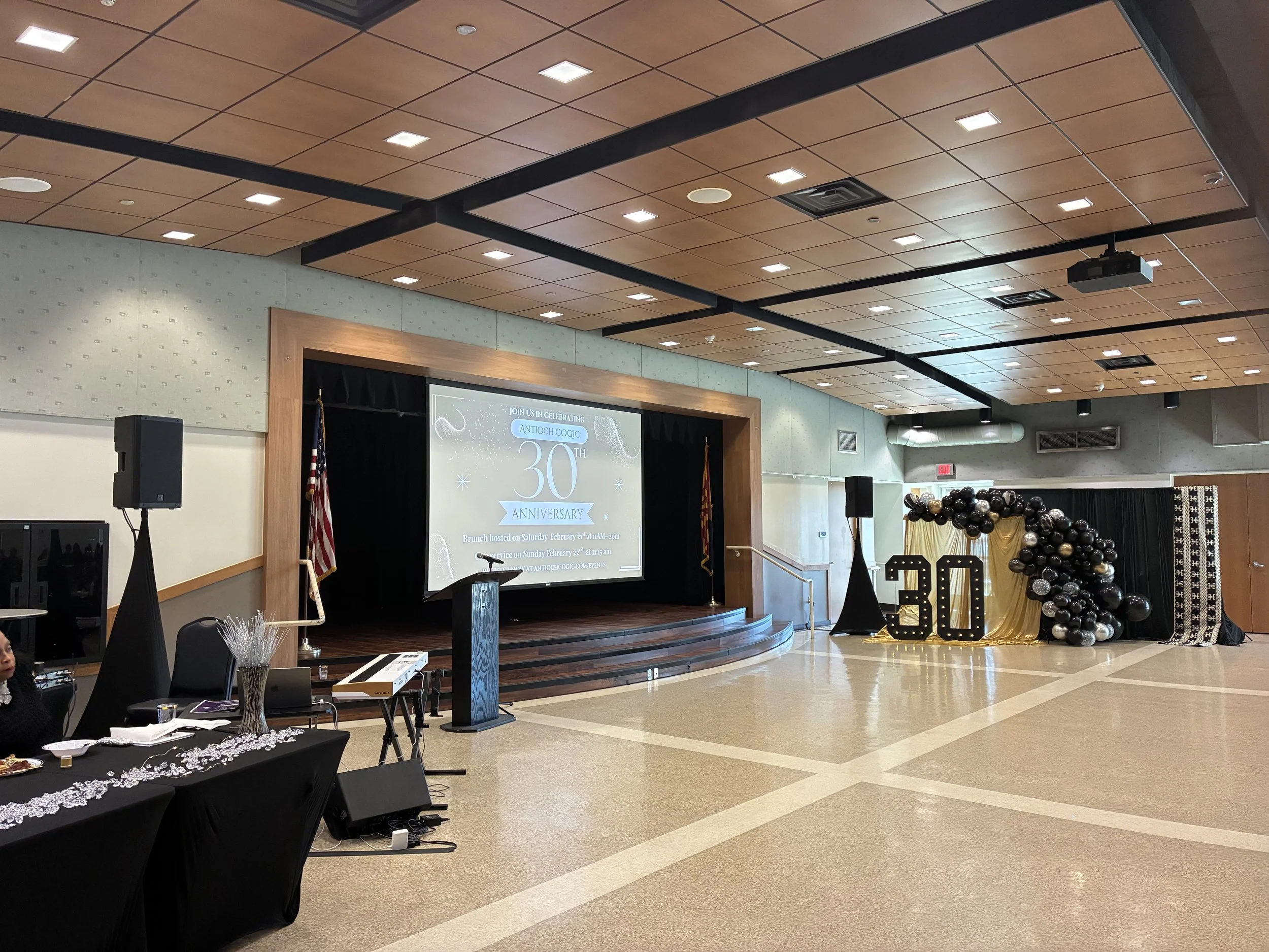 Professional pa system setup for a church celebration.