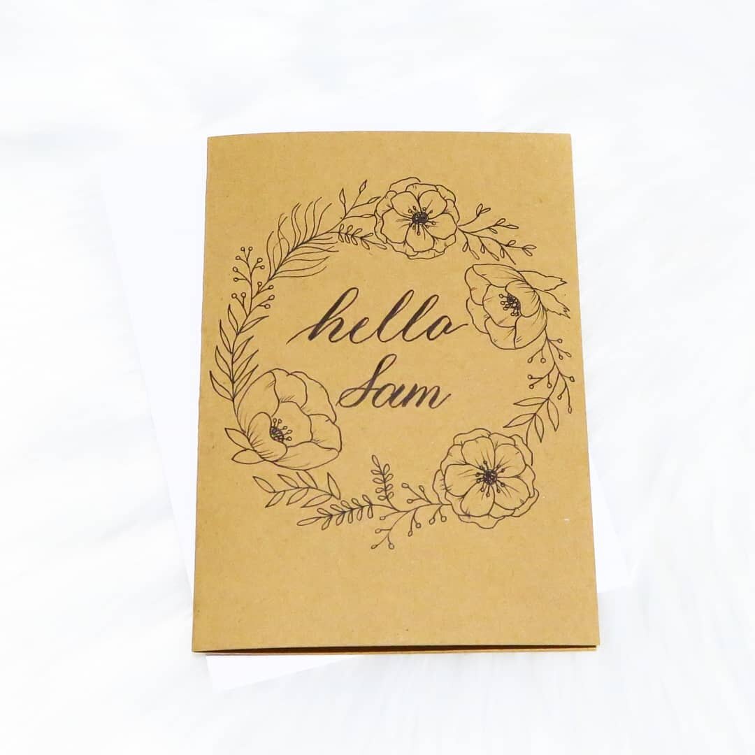 Personalised Hello card with Anemone wreath. I just had to do this. Made this for @peachandpetals_ so I can thank her for making my flower arrangements pretty. 

Would be available on my shop as soon as I'm finished with the updates. Will be customis