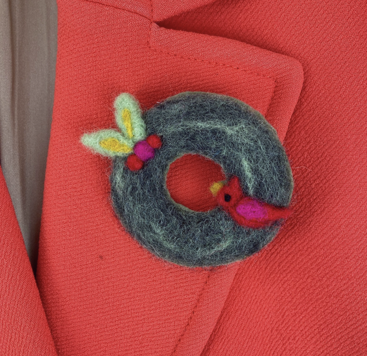 Felted Wreath Brooch - Springfield, MA Library