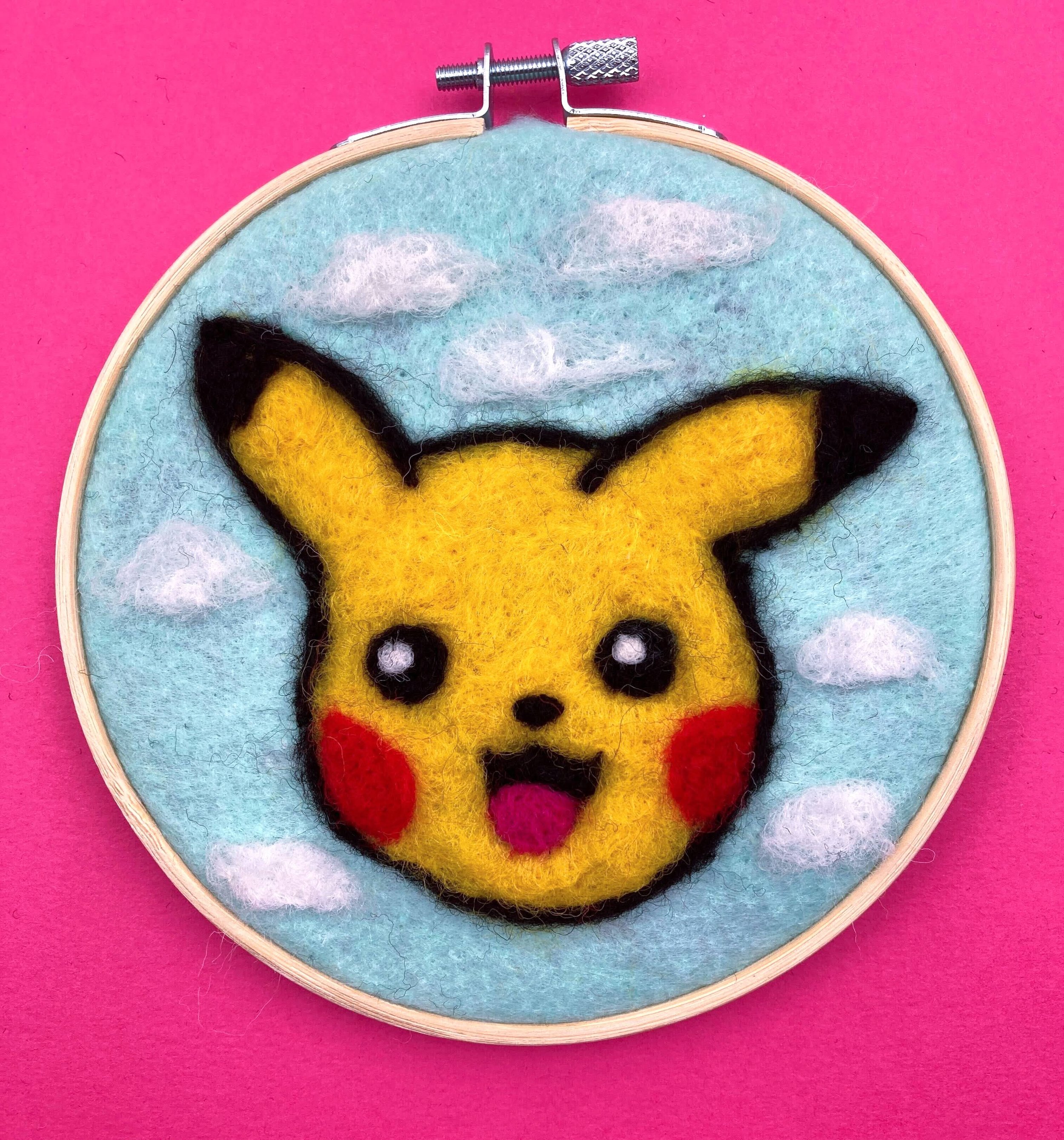 Felted Pikachu Hoop • Randolph, MA Library