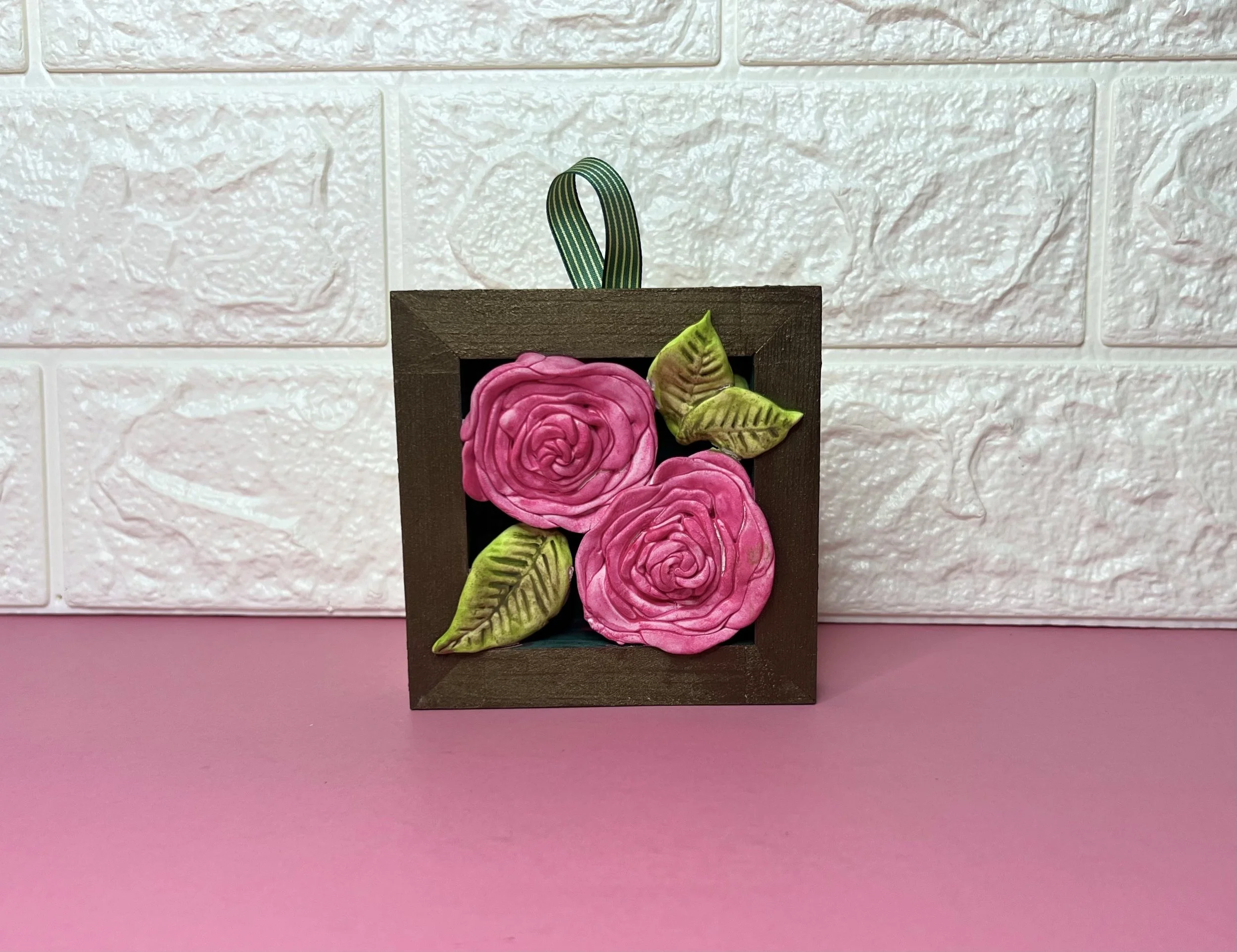 Framed Clay Roses • Middleborough, MA Library 