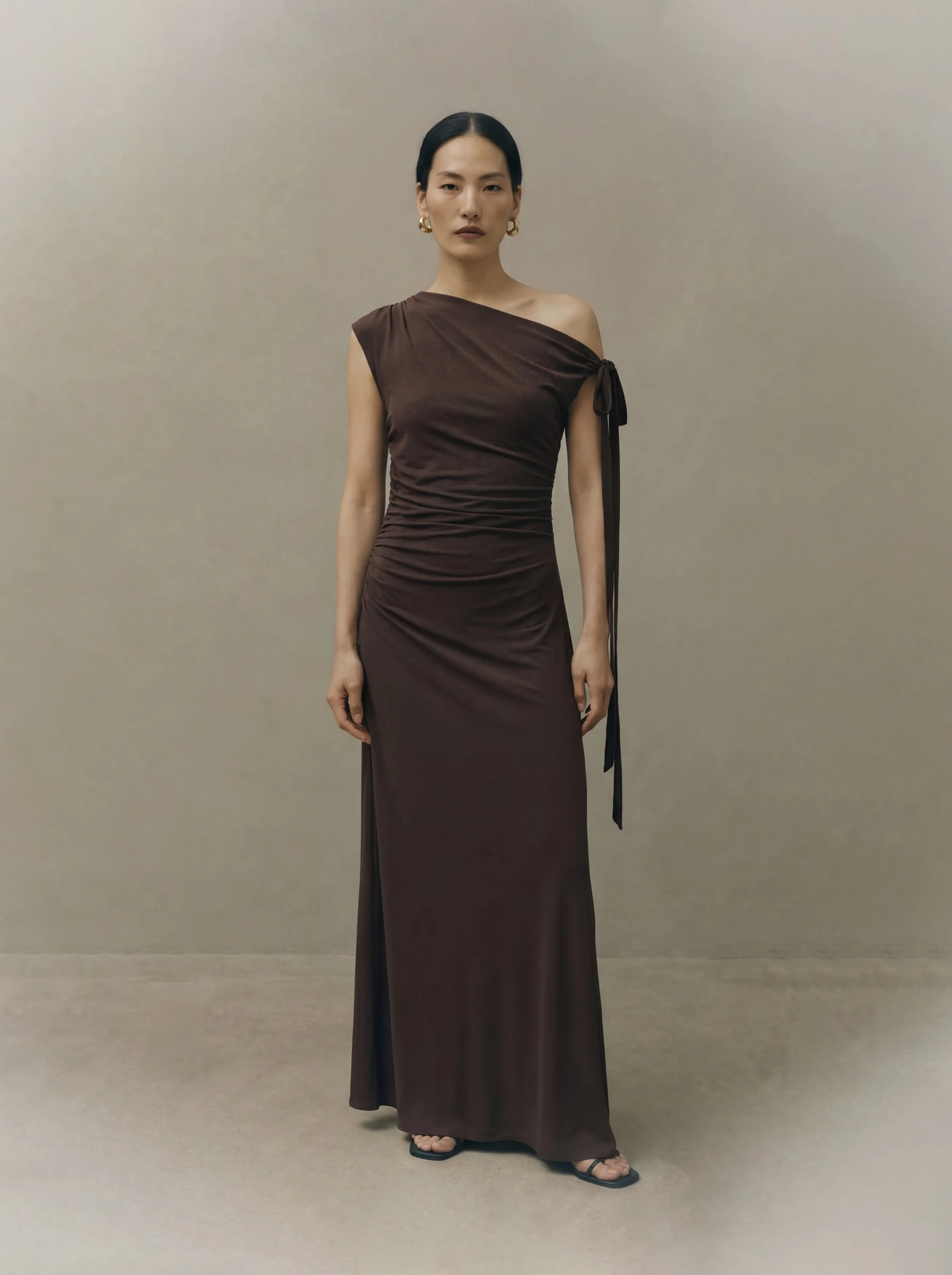 ayana elegant sleeve dress Ayana- Deep Purple silk velvet – Kronkron IS main image 0