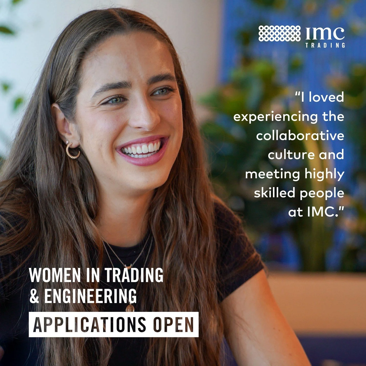 Applications are now open for IMC&rsquo;s 2025 Women in Trading and Engineering programs!

Join IMC in Sydney for a 2-day immersive program to understand how our Traders and Engineers use their background in STEM to solve complex problems in a real-w