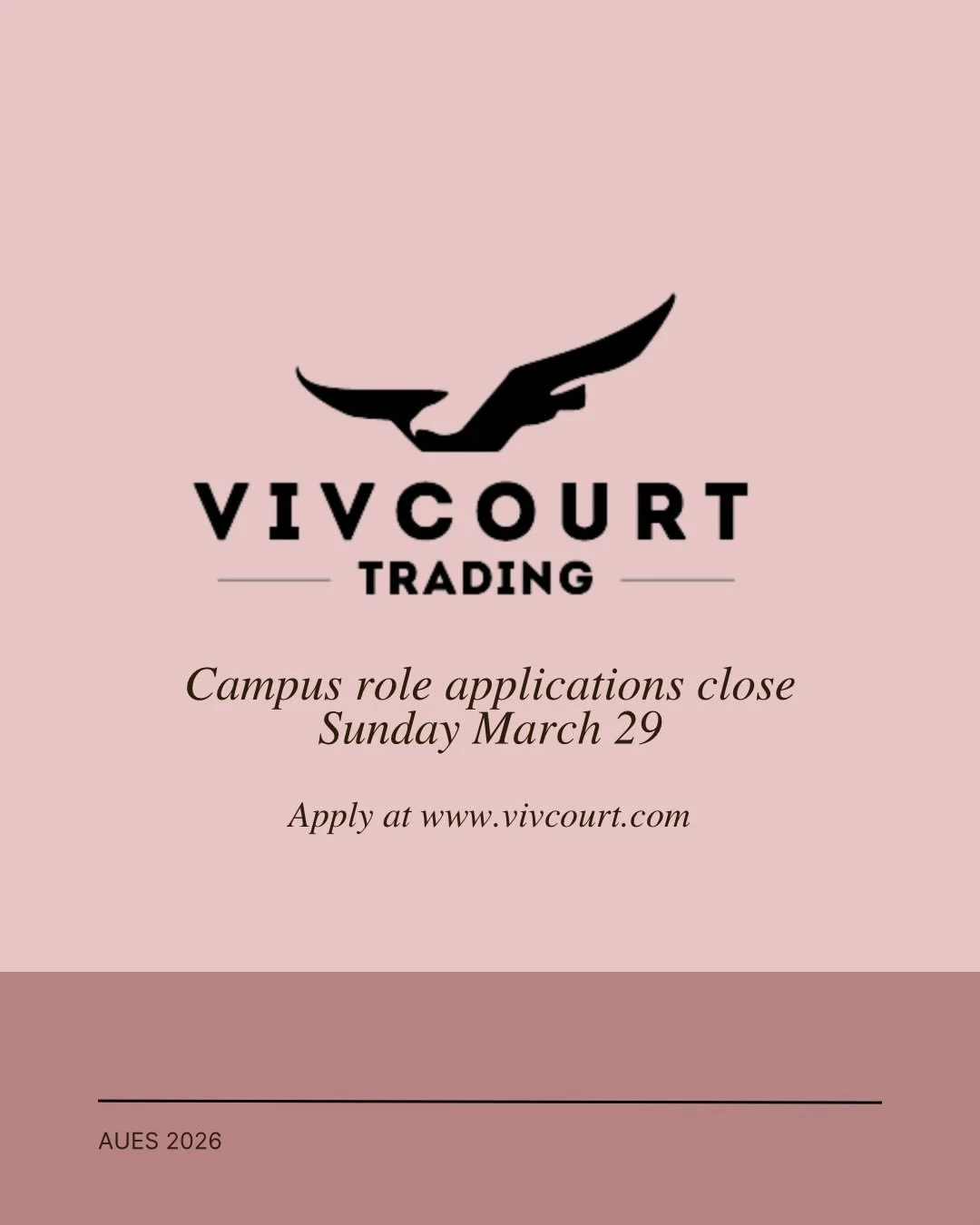 Applications are closing at VivCourt this Sunday!

VivCourt is currently hiring:
➡ Summer Trading Internship 2026/2027 - penultimate-year STEM students or those with strong quantitative skills
➡ Software Engineering Graduate Program 2027 - final-year
