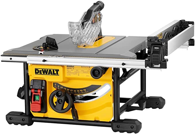 Perfect for the garage woodworker, this table saw will get a lot of the job done.  Two disadvantages: it won't accept a dado blade, and it can't handle large sheets of plywood without building side supports and an outfeed table (that's why I use a tr