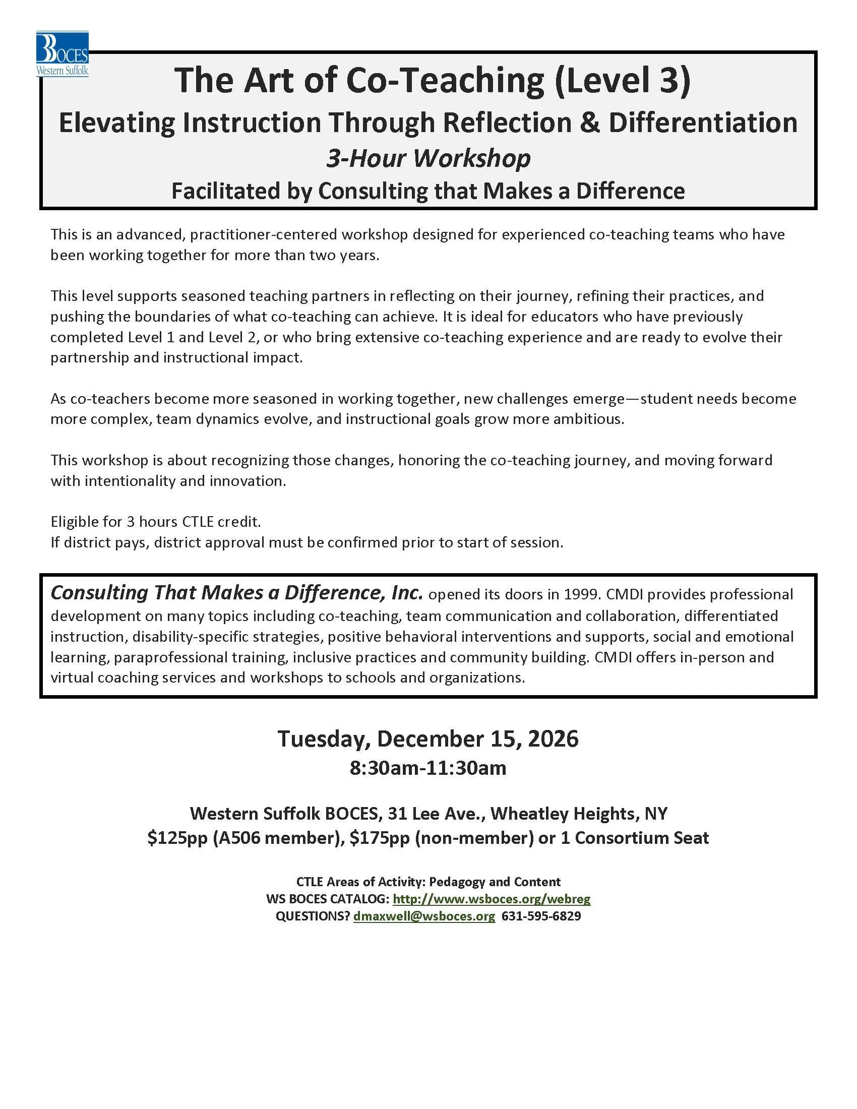 The Art of Co-Teaching (Level 3): Elevating Instruction Through Reflection & Differentiation 