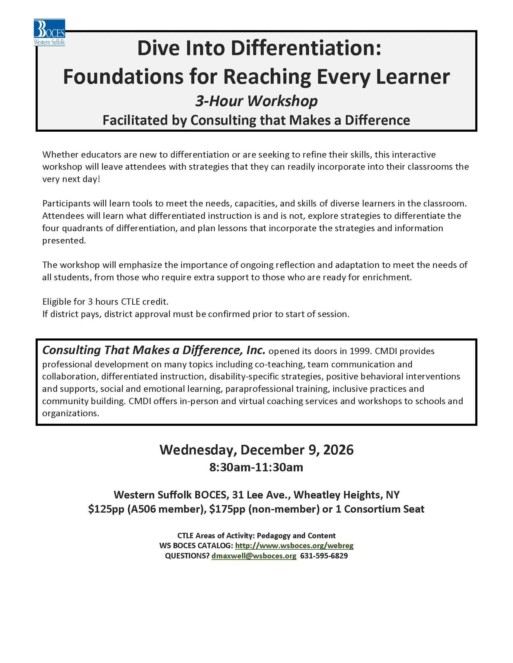 Dive Into Differentiation:  Foundations for Reaching Every Learner