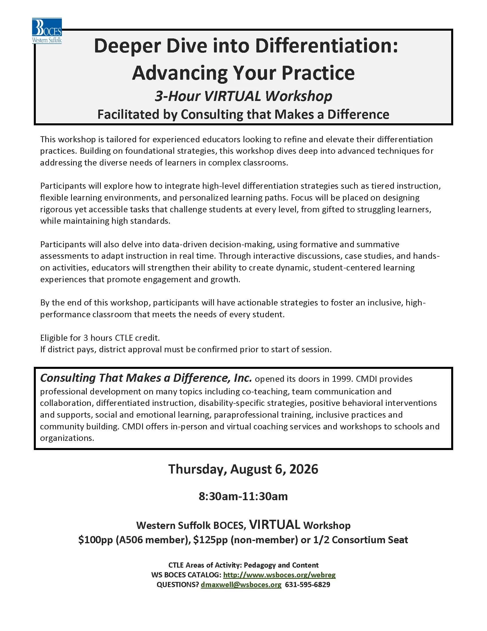 Deeper Dive into Differentiation:  Advancing Your Practice