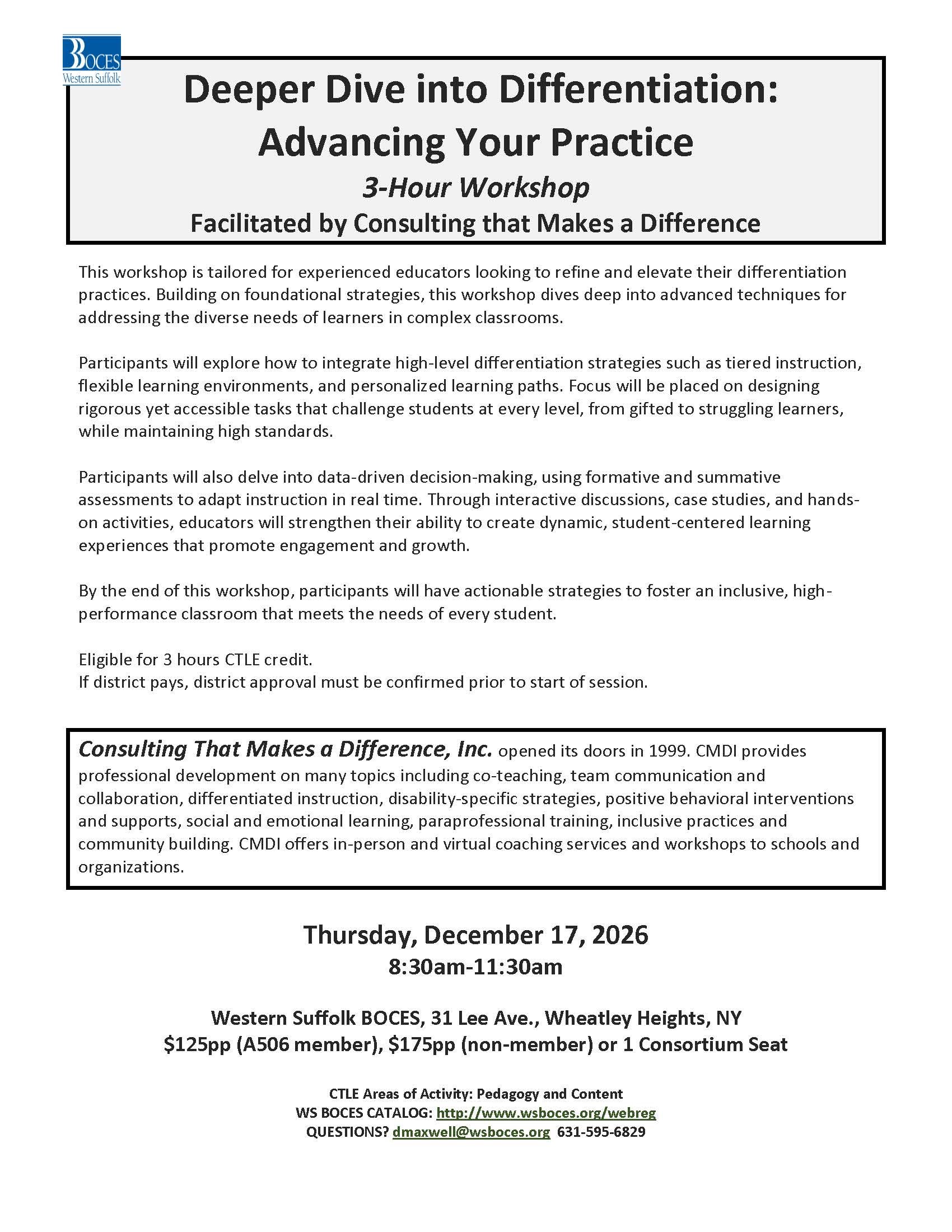 Deeper Dive into Differentiation:  Advancing Your Practice 