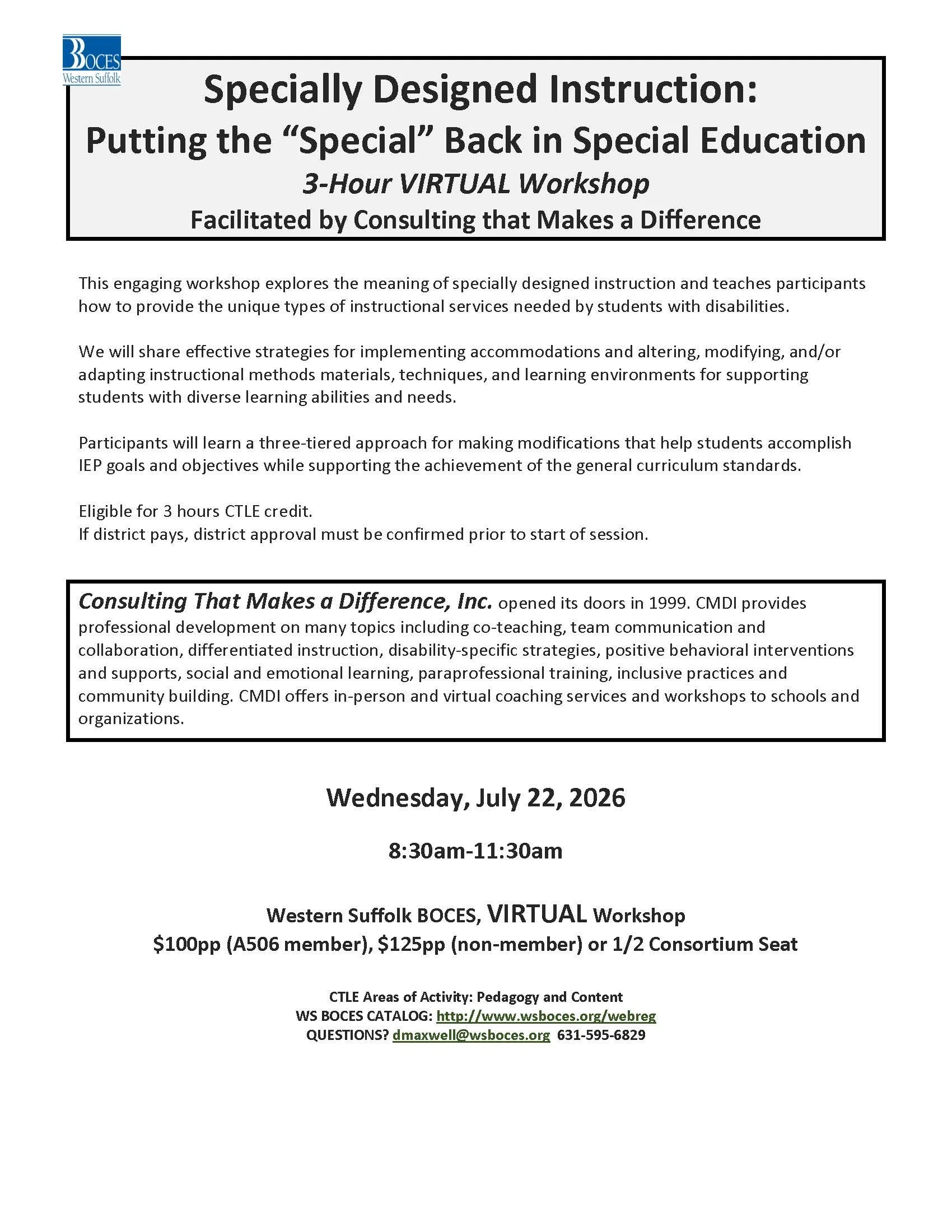 Specially Designed Instruction: Putting the "Special” Back in Special Education