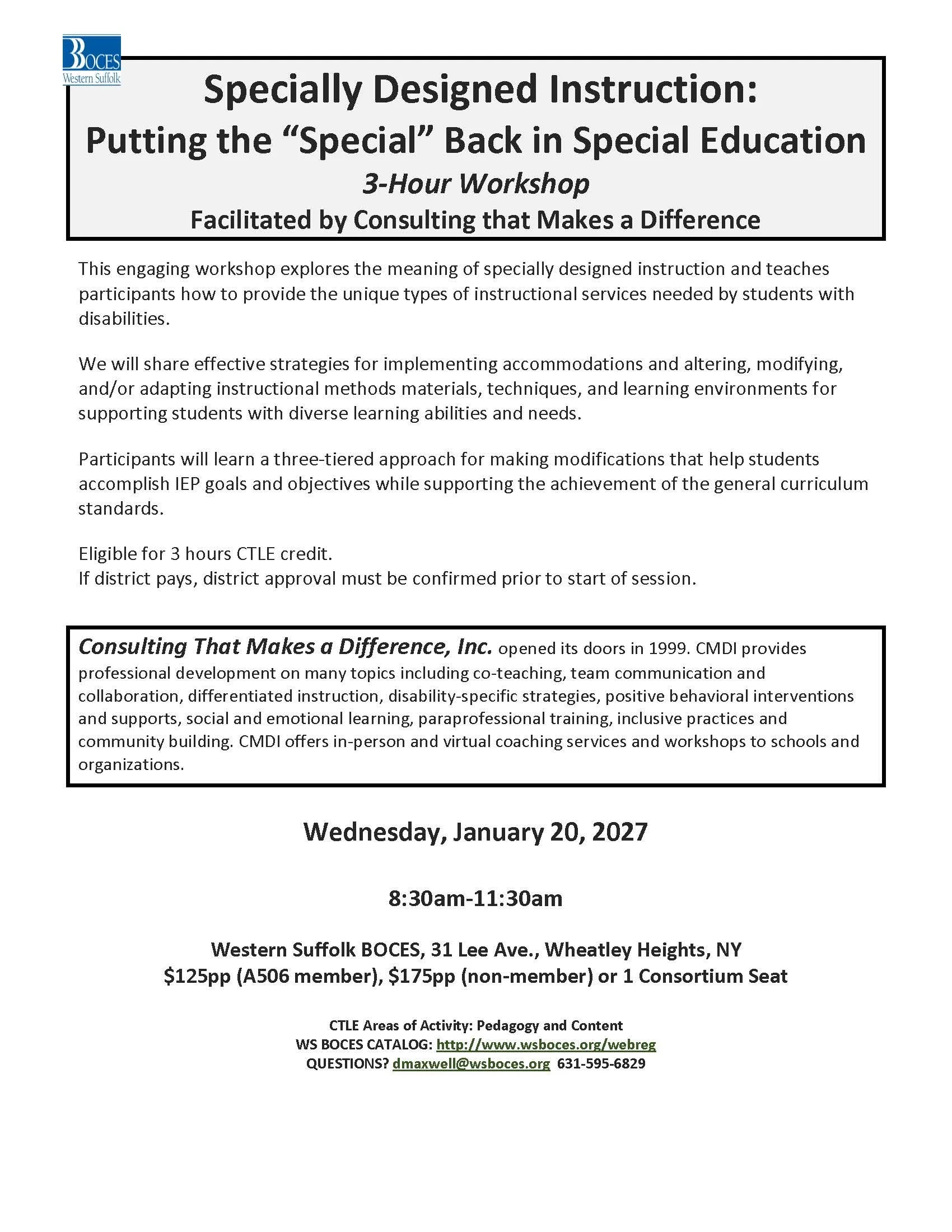 Specially Designed Instruction:  Putting the "Special” Back in Special Education