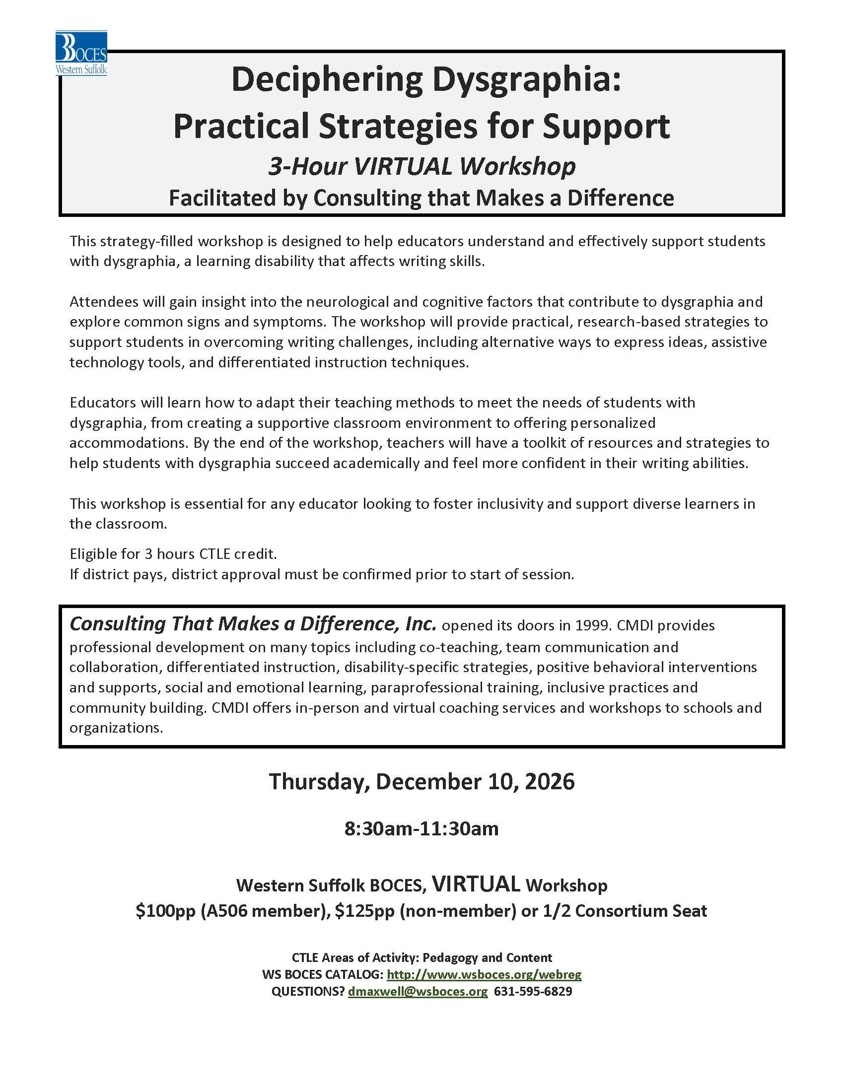 Deciphering Dysgraphia:  Practical Strategies for Support