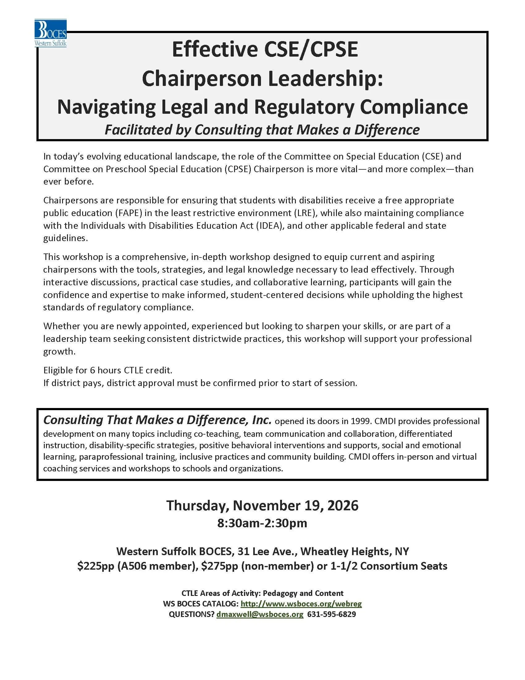 Effective CSE/CPSE Chairperson Leadership: Navigating Legal and Regulatory Compliance 