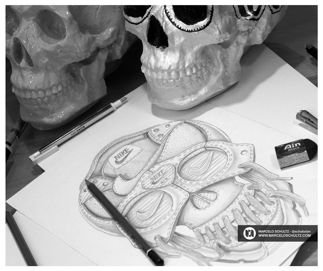 Instruir Ejecución Agricultura Artist Marcelo Schultz Transforms Nike Sneaker into Skulls — STREET ANATOMY