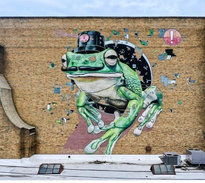 One of the first murals you&rsquo;ll likely notice when heading to Black Cat Alley is &ldquo;Glitch Frog,&rdquo; a large-scale, impactful piece on the south-facing wall of @orientaltheatremke. 

&ldquo;Glitch Frog&rdquo; was painted by @mtograff, a F