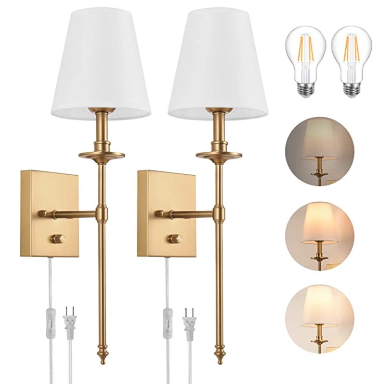 traditional shaded plug-in sconces