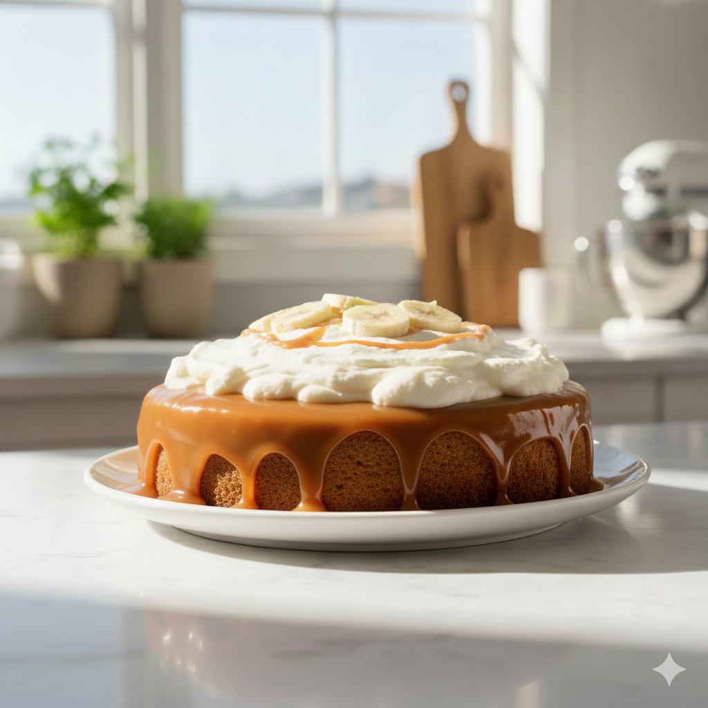 Gluten-Free Caramel Banana Cream Cake