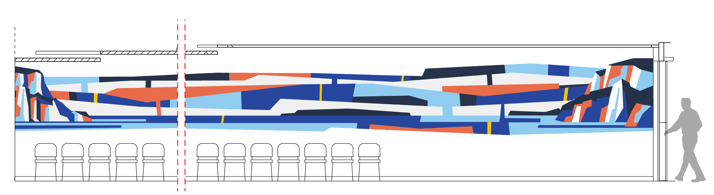 fresque murale calanques Marseille style graphique contemporain