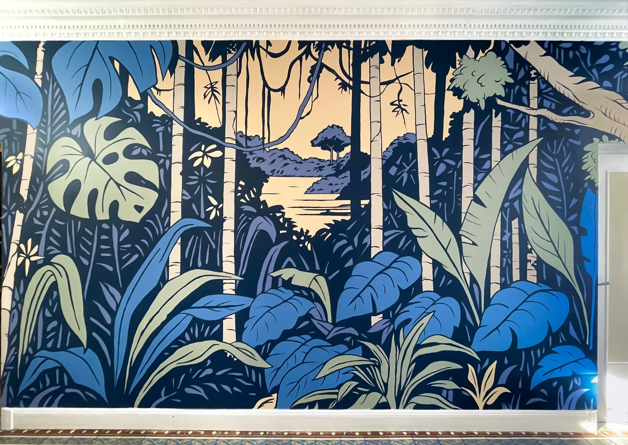 fresque murale végétale graphique Vichy