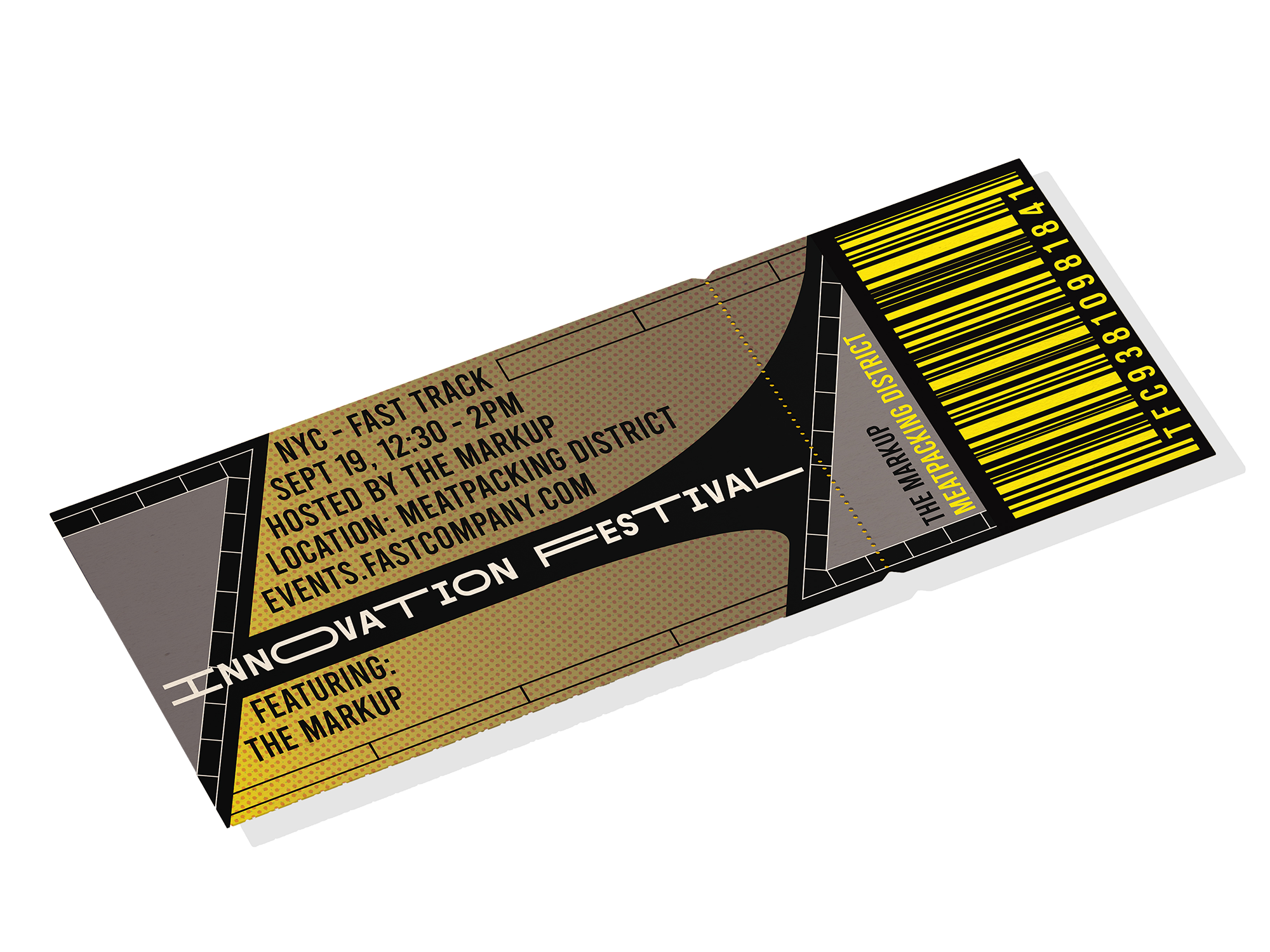 Ticket for NYC Innovation Festival, Fast Track event on Sept 19, 12:30-2 PM, hosted by The Markup at Meatpacking District, events.fastcompany.com.