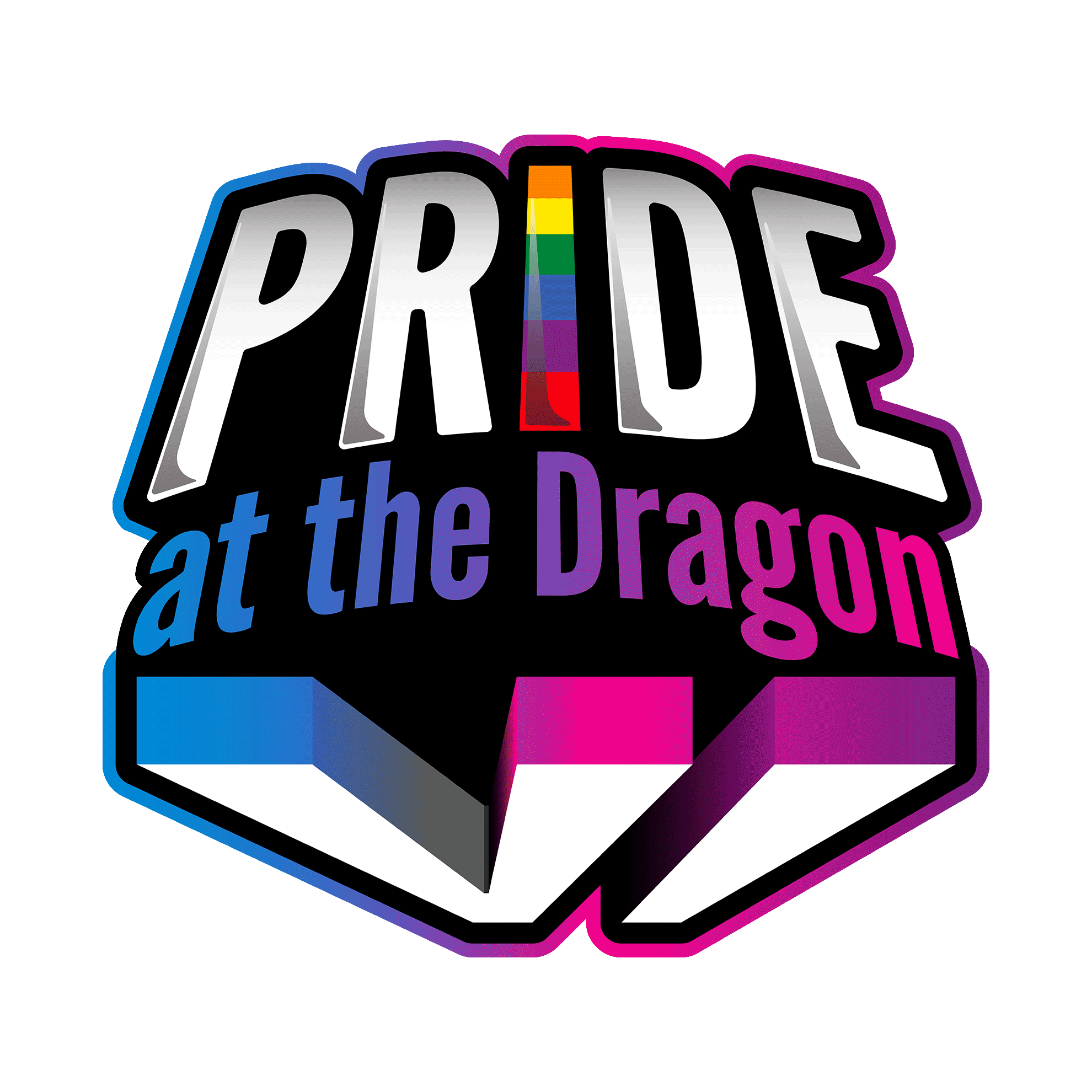 Pride at the Dragon logo with rainbow colors.