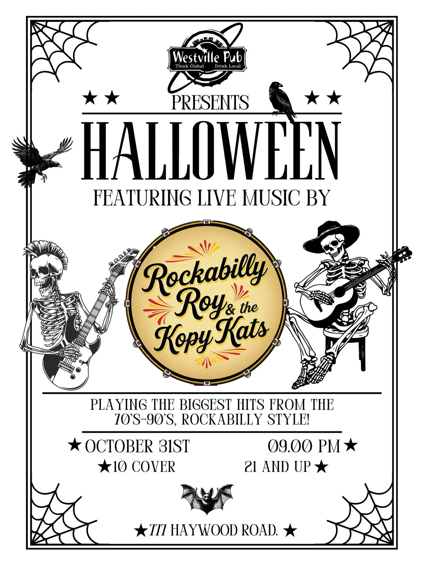 🎃☠️👻Halloween will be here before you know it! We&rsquo;ve got a special new show coming to y&rsquo;all on Halloween proper, Friday the 31st, we&rsquo;ve got Rockabilly Roy and the Kopy Kats for our big blow party! Mark your calendars now🎃👽 music