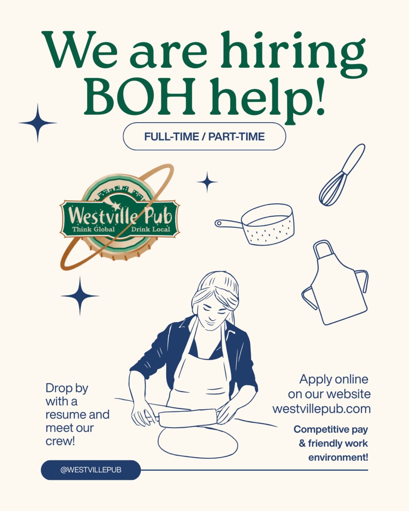 We&rsquo;re looking for one or two more crew members to join our team in the kitchen, some prior experience preferred! Drop by with a resume or apply directly online!🤘🏽