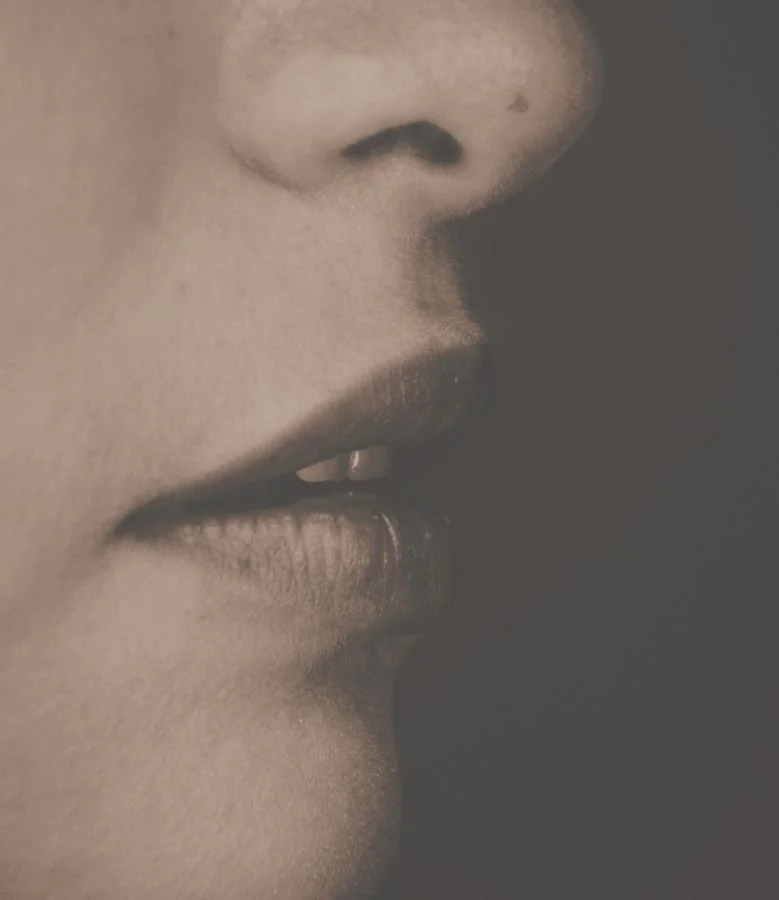 Close up of mouth in profile