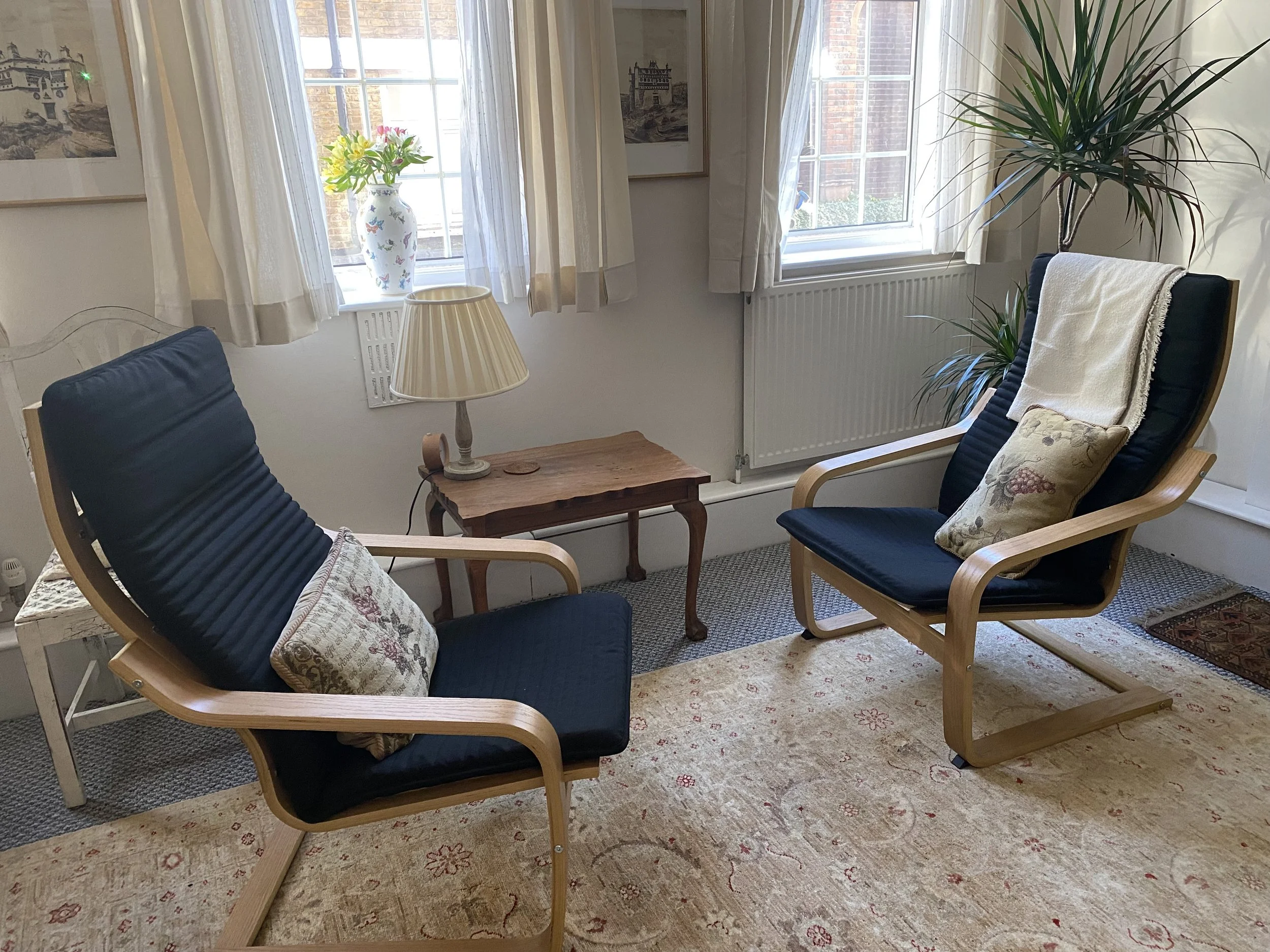 Two chairs in one of The Practice Rooms therapy rooms