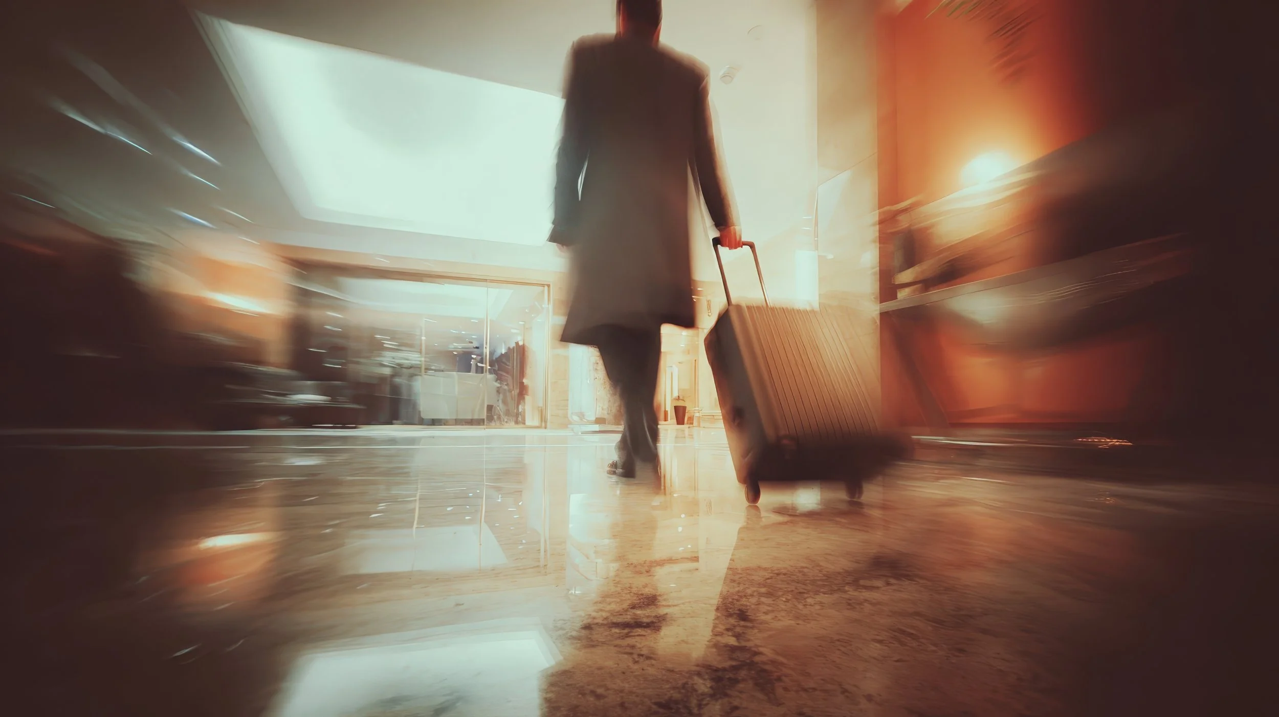 Artistic Image of Person Wheeling Carry-on through Airport.jpeg