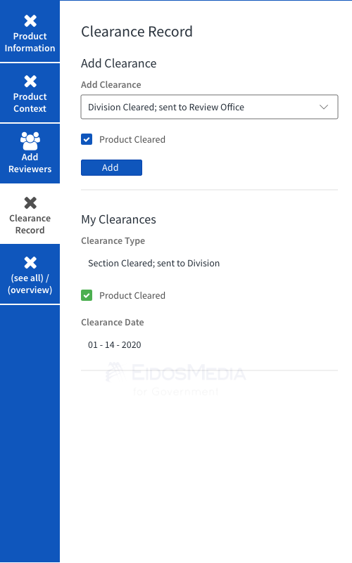 Product Clearance Record