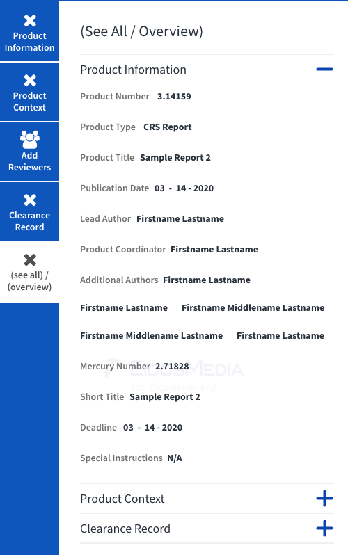 Metadata Overview - Product Information