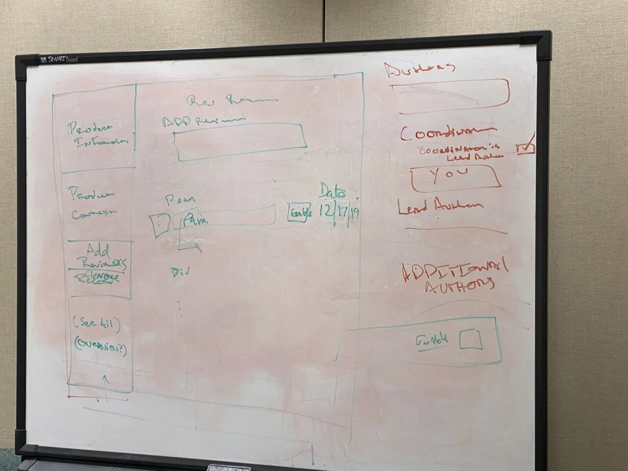 A picture of a whiteboard sketch from the codesign session