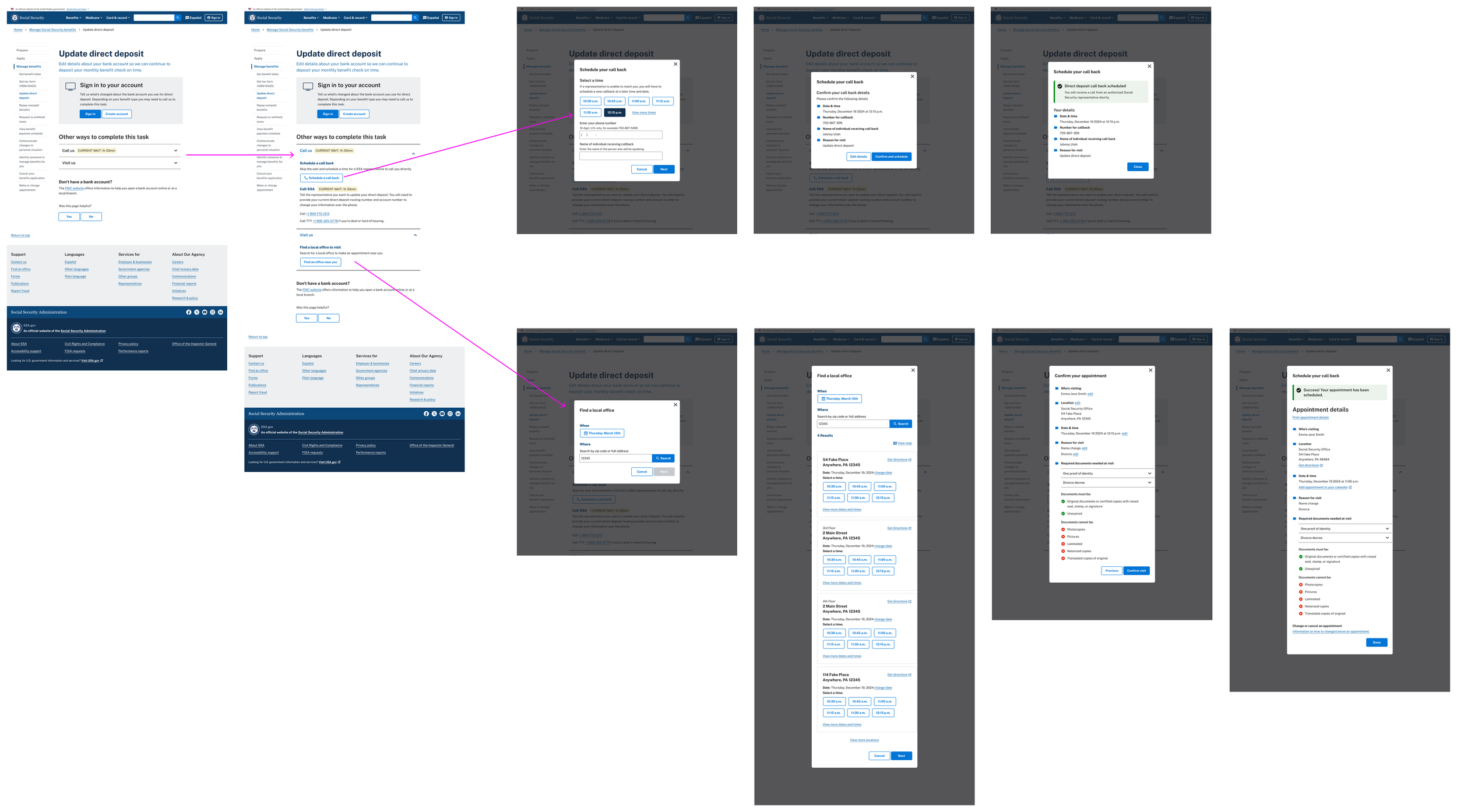 Appointment or callback from task page