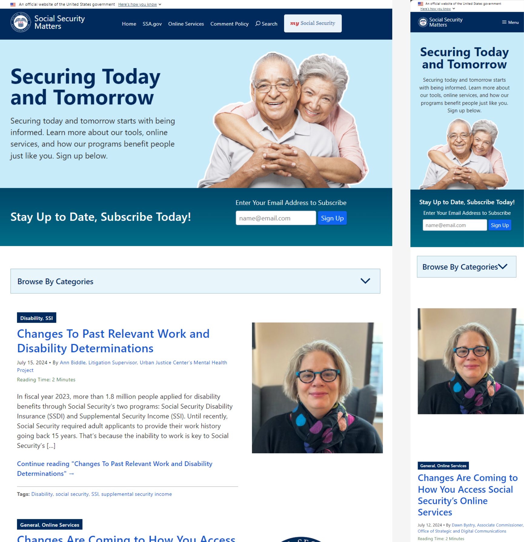 Current blog landing page