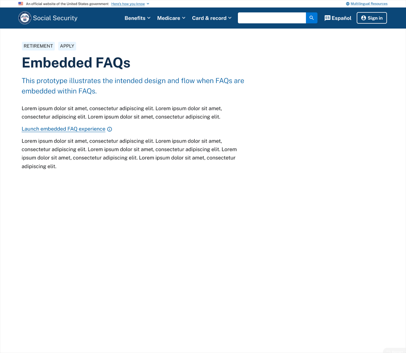 example landing page with faq