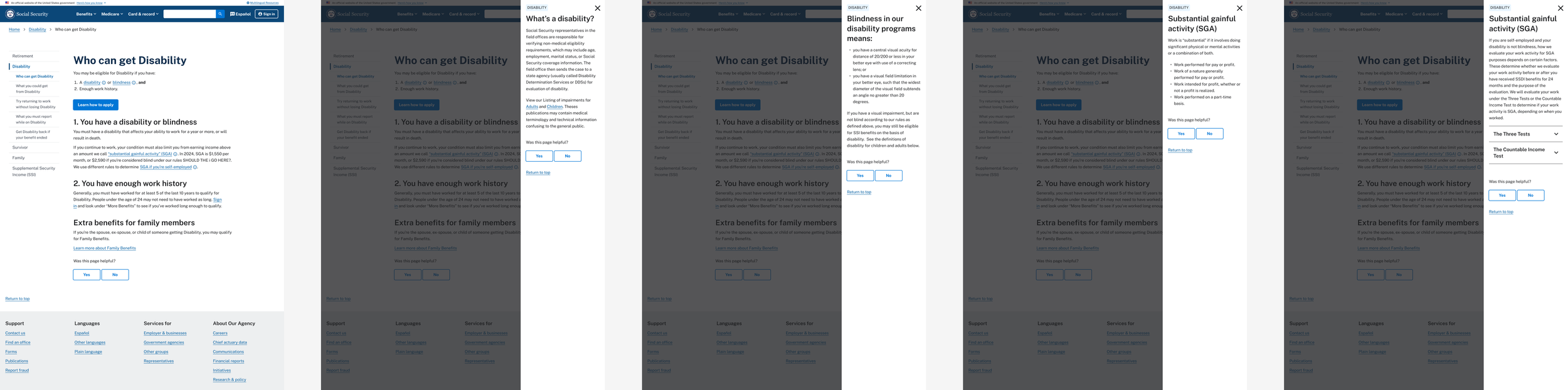 example disability page with FAQ