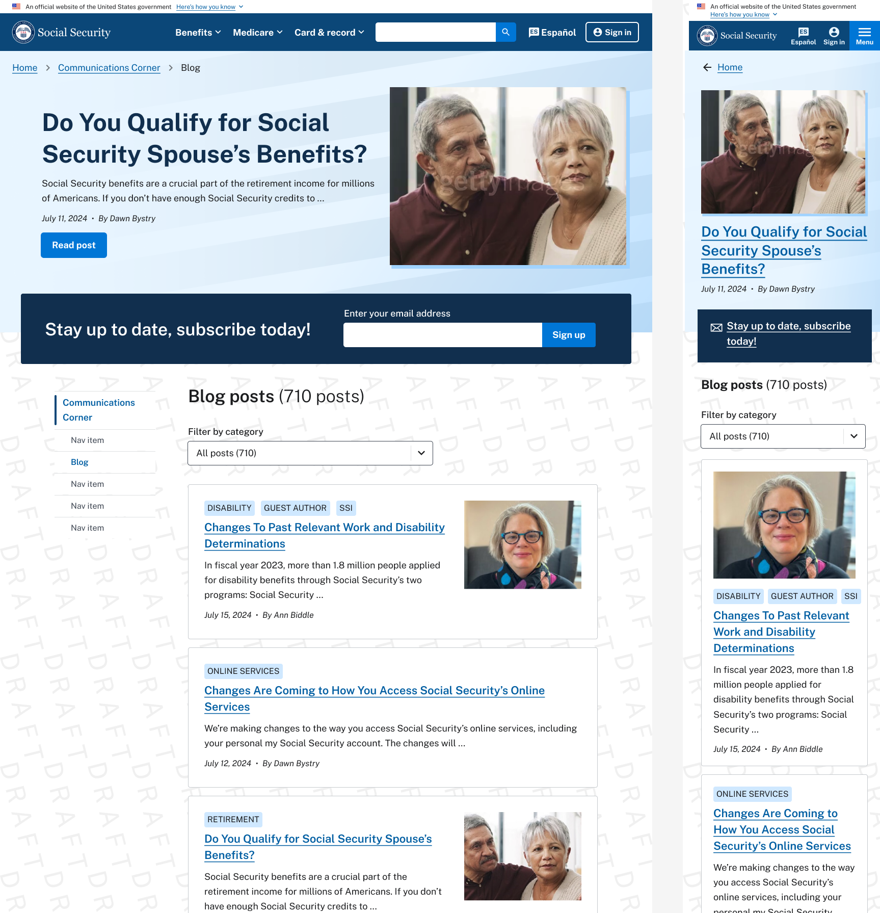 Proposed blog landing page